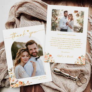 Cartão De Agradecimento Foto de Casamento de Arco Teórica de outono Floral