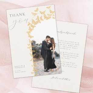 Cartão De Agradecimento Foto de Casamento de Boho Foto de Borboletas Doura