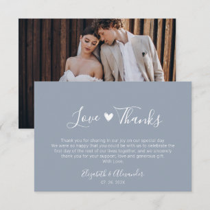 Cartão De Agradecimento Foto de Casamento de Coração com Obrigados e Amor