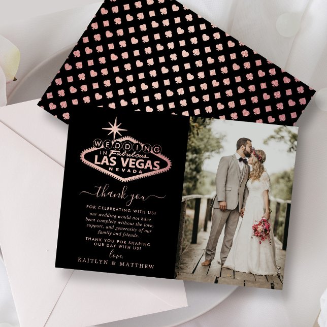 Cartão De Agradecimento Foto de Casamento de Destino Elegante Las Vegas (Criador carregado)