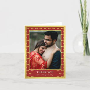 Cartão De Agradecimento Foto de Casamento de Flor de Elefante e Lotus Dour