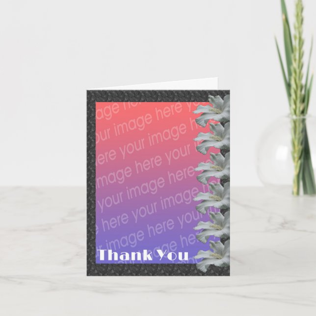 Cartão De Agradecimento Foto de Casamento de Flores Brancas de Hibiscus (Frente)