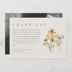 Cartão De Agradecimento Foto de Casamento de Jardim Botânico de Flores Sel