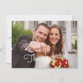 Cartão De Agradecimento Foto de Casamento de Madeira de Sunflower Modernos