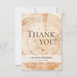 Cartão De Agradecimento Foto de Casamento de Madeira Rústica pequena