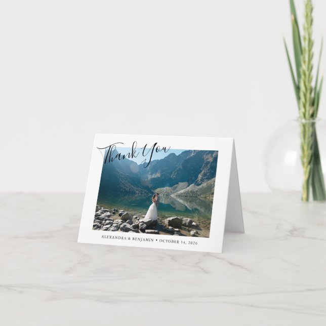 Cartão De Agradecimento Foto de casamento de mensagens personalizadas mini (Frente)