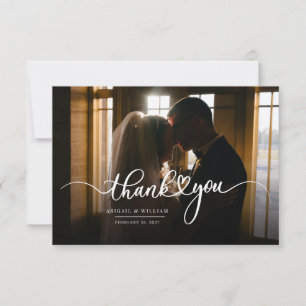 Cartão De Agradecimento Foto de Casamento de na moda com Letra de Mão