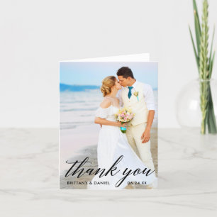Cartão De Agradecimento Foto de Casamento de Noite de Caligrafia Nota B