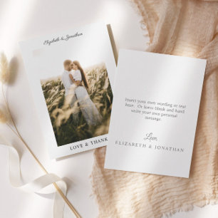 Cartão De Agradecimento Foto De Casamento De Obrigados E Amor Elegante Sim