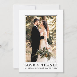 Cartão De Agradecimento Foto de Casamento de Obrigados e Amor Simples Mode