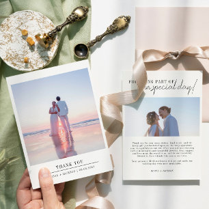 Cartão De Agradecimento Foto De Casamento De Script Chic Elegante