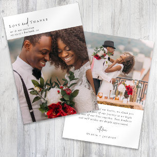 Cartão De Agradecimento Foto De Casamento De Script Chic Elegante