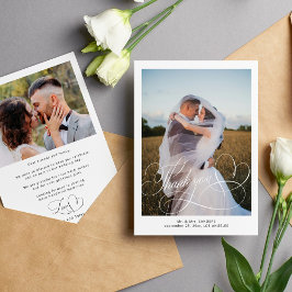 Cartão De Agradecimento Foto de casamento de script clássico de caligrafia