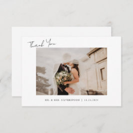 Cartão De Agradecimento Foto de Casamento de Script de Caligrafia Minimali