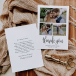 Cartão De Agradecimento Foto de Casamento de Script de Caligrafia Moderna<br><div class="desc">Este cartões de agradecimentos de casamento com três fotos de caligrafia mostra suas fotos de casamento,  com a cobertura de roteiro de caligrafia. Personalize seu obrigado especial de casamento que você está atrás ou remova-o para deixar o vazio de trás para sua mensagem manuscrita de obrigados.</div>