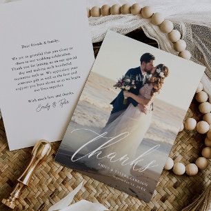 Cartão De Agradecimento Foto De Casamento De Script De Caligrafia Moderna