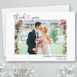 Cartão De Agradecimento Foto de Casamento de Script de Coração de Caligraf<br><div class="desc">Cartões de agradecimentos de Foto para Casamento Cardíaco,  Noiva e Horto,  Manuscrito e Minimalista Moderno</div>