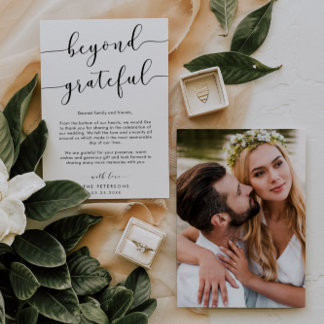 Cartão De Agradecimento Foto De Casamento De Script Elegante Muito Grata