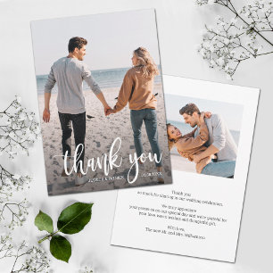 Cartão De Agradecimento Foto de Casamento de Sobreposição de Texto Branc