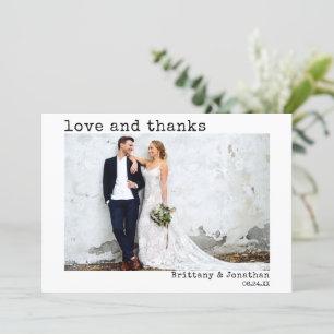 Cartão De Agradecimento Foto De Casamento De Texto Da Máquina De Digitali