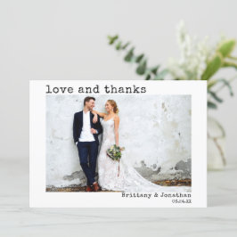 Cartão De Agradecimento Foto de Casamento de Texto da Máquina de Digitaliz