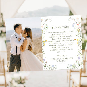 Cartão De Agradecimento Foto de casamento delicada flor de prado Boho