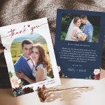 Cartão De Agradecimento Foto De Casamento Do Arco Floral marinho Blue Burg<br><div class="desc">Cartões de agradecimentos De Foto De Casamento De Arco Floral Azul Burgundy. Para mais personalização,  use a ferramenta design do Zazzle para modificar este modelo.</div>