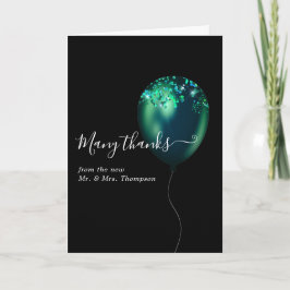 Cartão De Agradecimento Foto de Casamento do Balão de Confetti Emerald Gre