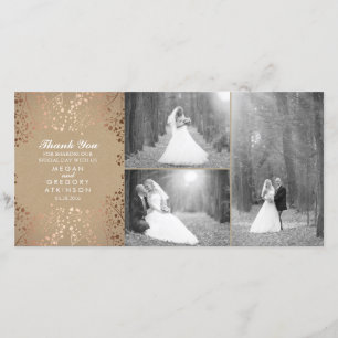 Cartão De Agradecimento Foto de casamento do bebê rosa Dourado