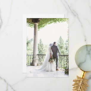 Cartão De Agradecimento Foto de Casamento do Cameo Azul Clássico Regência
