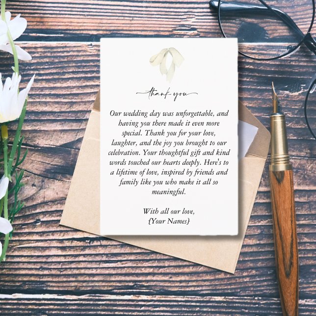 Cartão De Agradecimento Foto De Casamento Do Casando Branco Elegante (Custom Wedding Photo Thank You Cards)