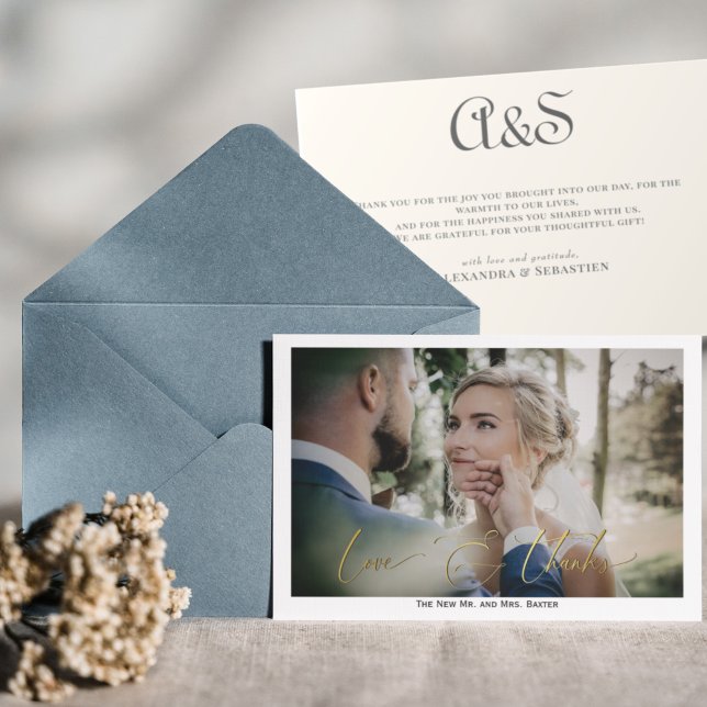 Cartão De Agradecimento Foto De Casamento Do Monograma Simples Elegante (Criador carregado)
