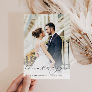 Cartão De Agradecimento foto de casamento do recém-casado através do ro