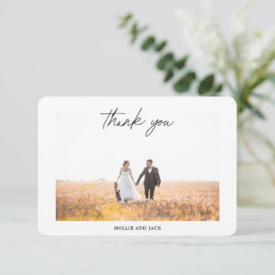 Cartão De Agradecimento Foto De Casamento Do Script De Manuscrito Moderno 