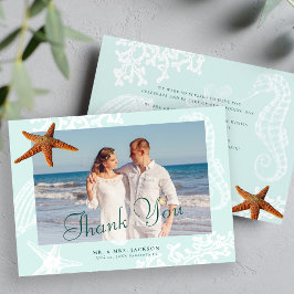 Cartão De Agradecimento Foto de casamento do Starfish, destino da praia