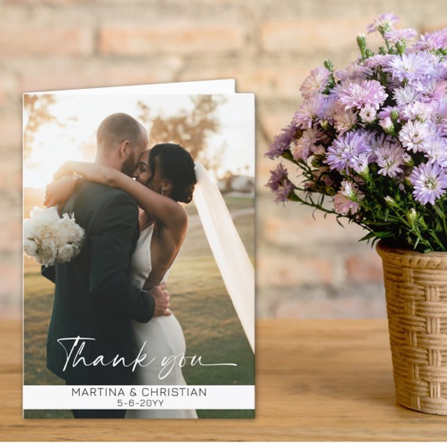 Cartão De Agradecimento Foto de casamento dobrada (Criador carregado)