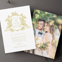 Foto de casamento Dourado Clássico Floral Crest