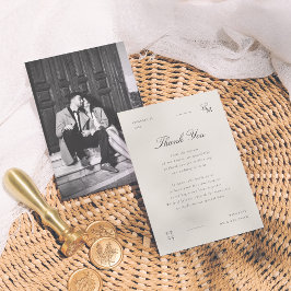 Cartão De Agradecimento Foto de Casamento Editorial Minimalista