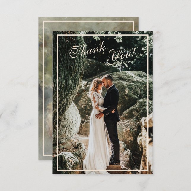 Cartão De Agradecimento Foto de Casamento Elegante (Frente/Verso)