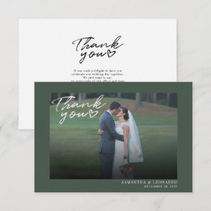 Cartão De Agradecimento Foto de Casamento Elegante Moderna