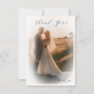 Cartão De Agradecimento Foto De Casamento Elegante Vellum Personalizada