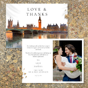 Cartão De Agradecimento Foto de casamento em aquarela em Londres