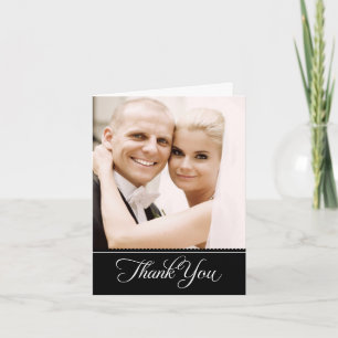 Cartão De Agradecimento Foto de Casamento em Branco e Preto