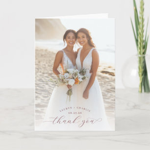 Cartão De Agradecimento Foto de Casamento Feliz na Praia