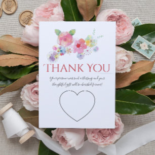 Cartão De Agradecimento Foto De Casamento Floral Com Aquarela De Mão