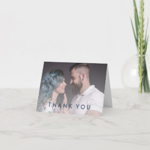 Cartão De Agradecimento Foto De Casamento Floral De Elegante Negrito Dobra