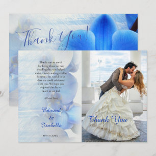 Cartão De Agradecimento Foto de casamento floral de orquídea azul tropical