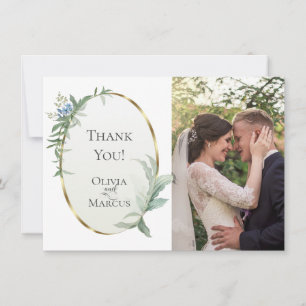 Cartão De Agradecimento Foto de Casamento   Folhas Tropicais Modernas Eleg