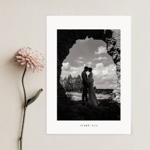 Cartão De Agradecimento Foto de Casamento Formal Clássico Minimalista