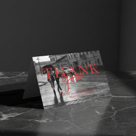 Cartão De Agradecimento Foto de Casamento Manuscrito Moderno - Obrigado